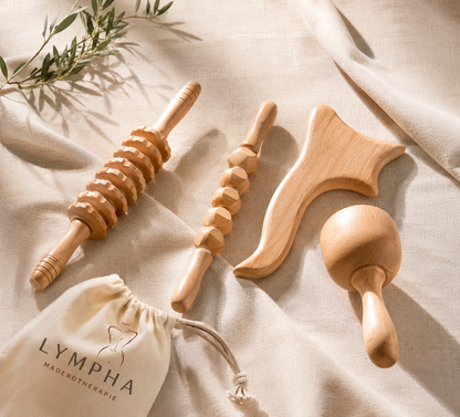 Kit de 4 outils de madérothérapie en bois naturel Lympha